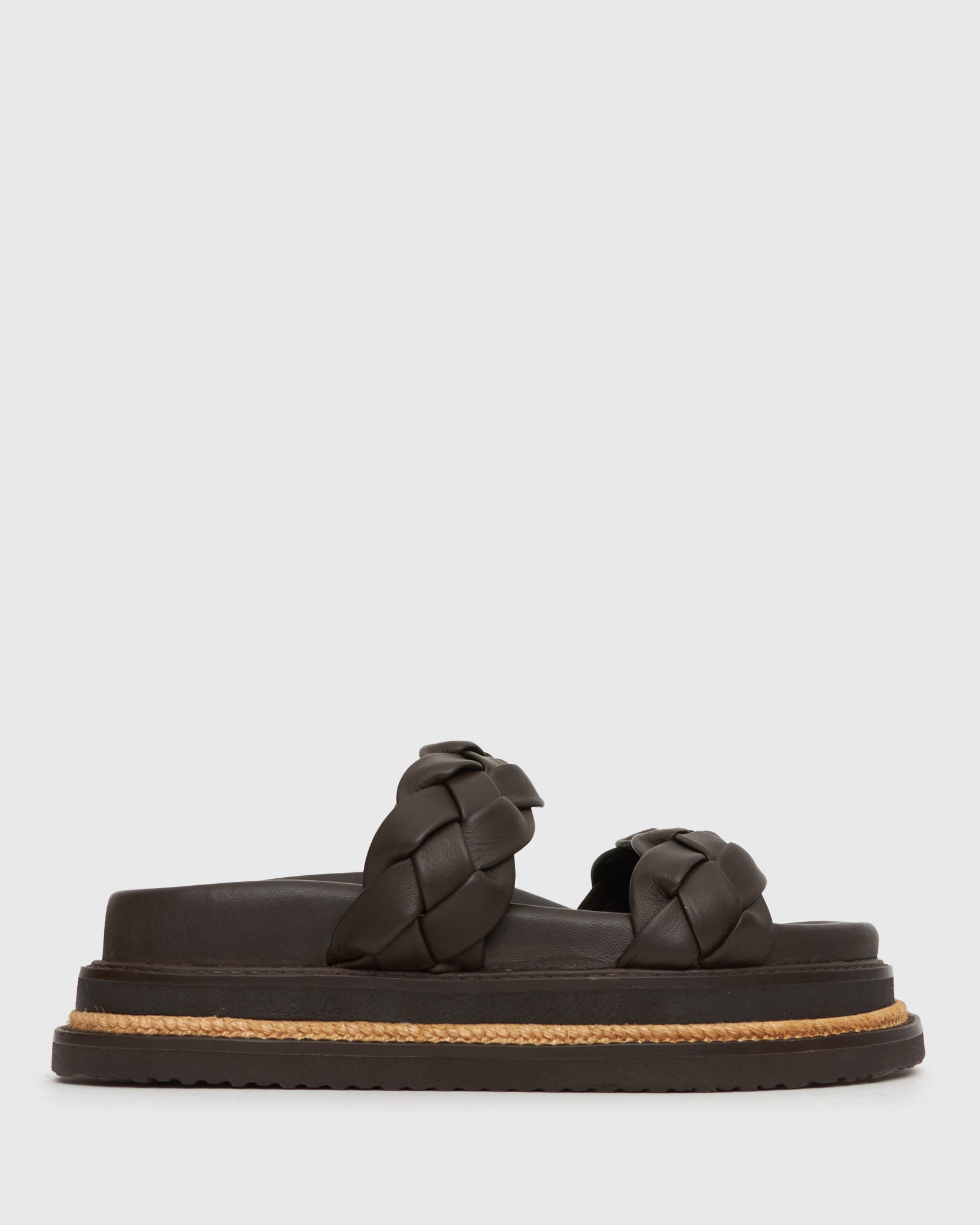 HEIDI Braided Leather Flatform Slides