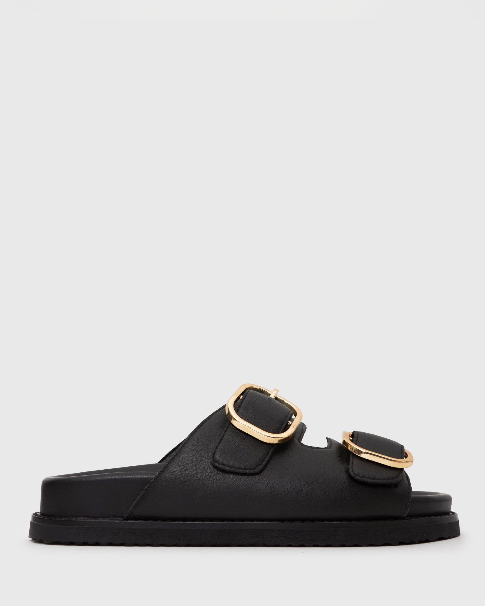 Wider Fit HUSH Leather Buckle Slides