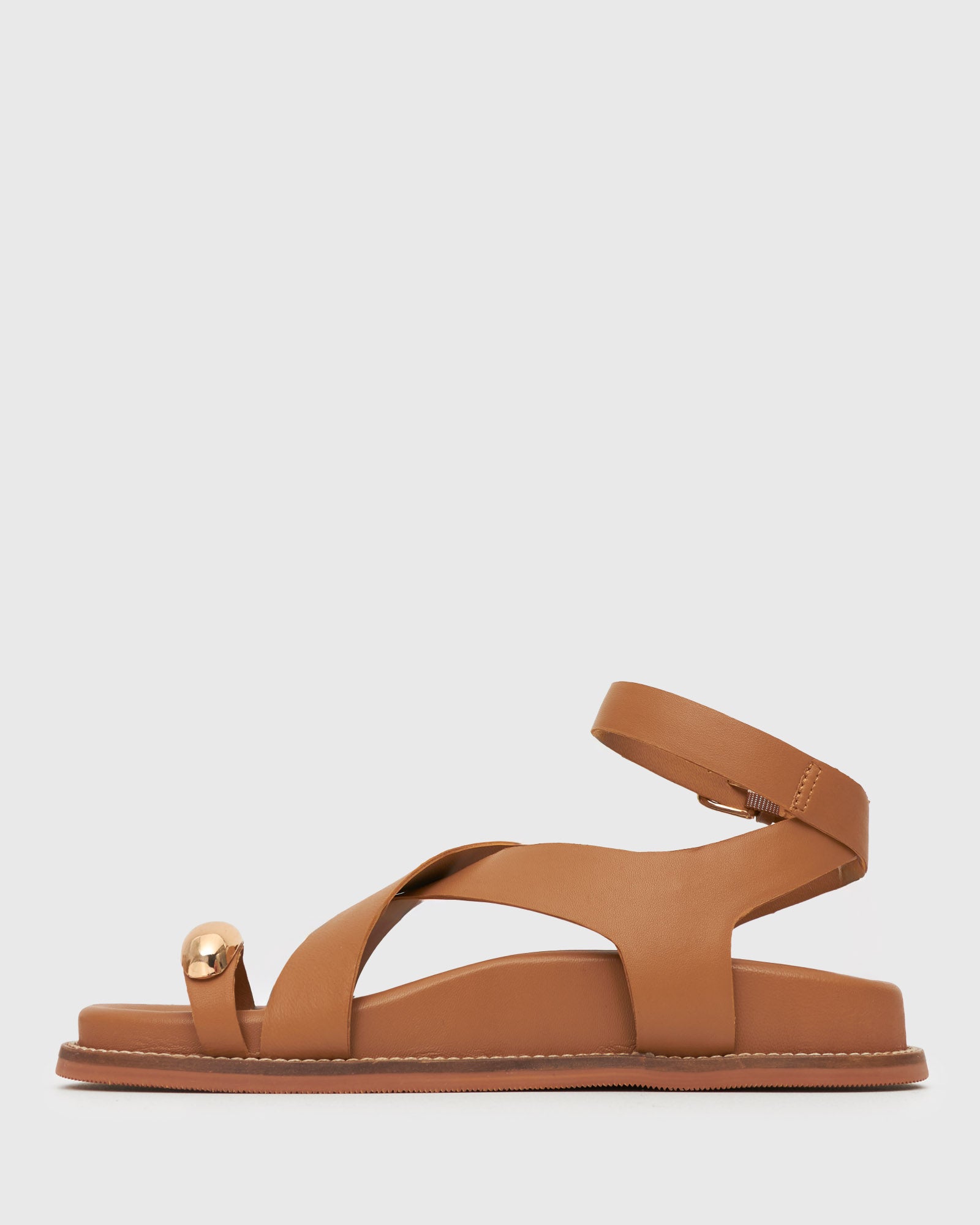 MALIBU Leather Crossover Ankle-Strap Sandals