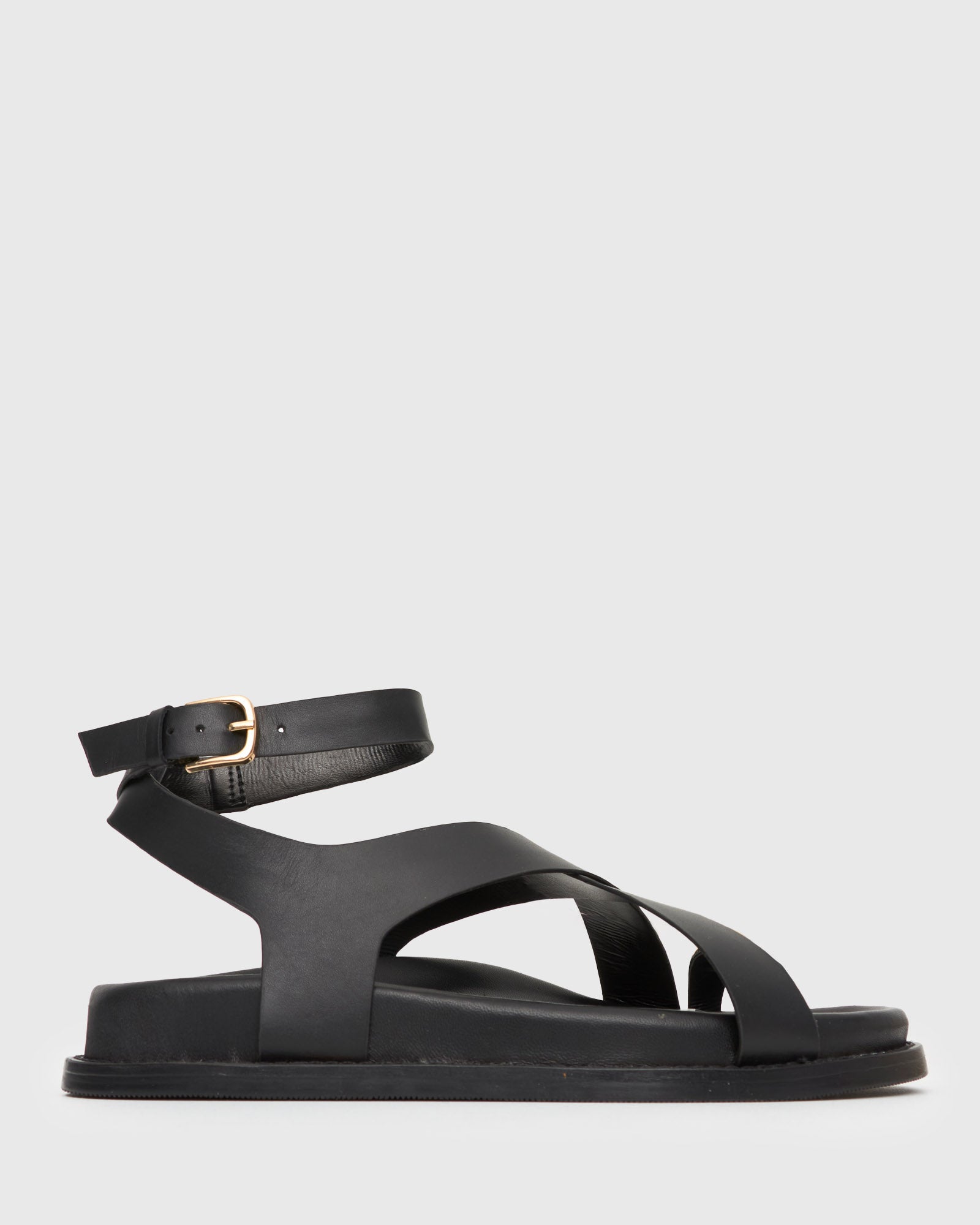 MALIBU Leather Crossover Ankle-Strap Sandals