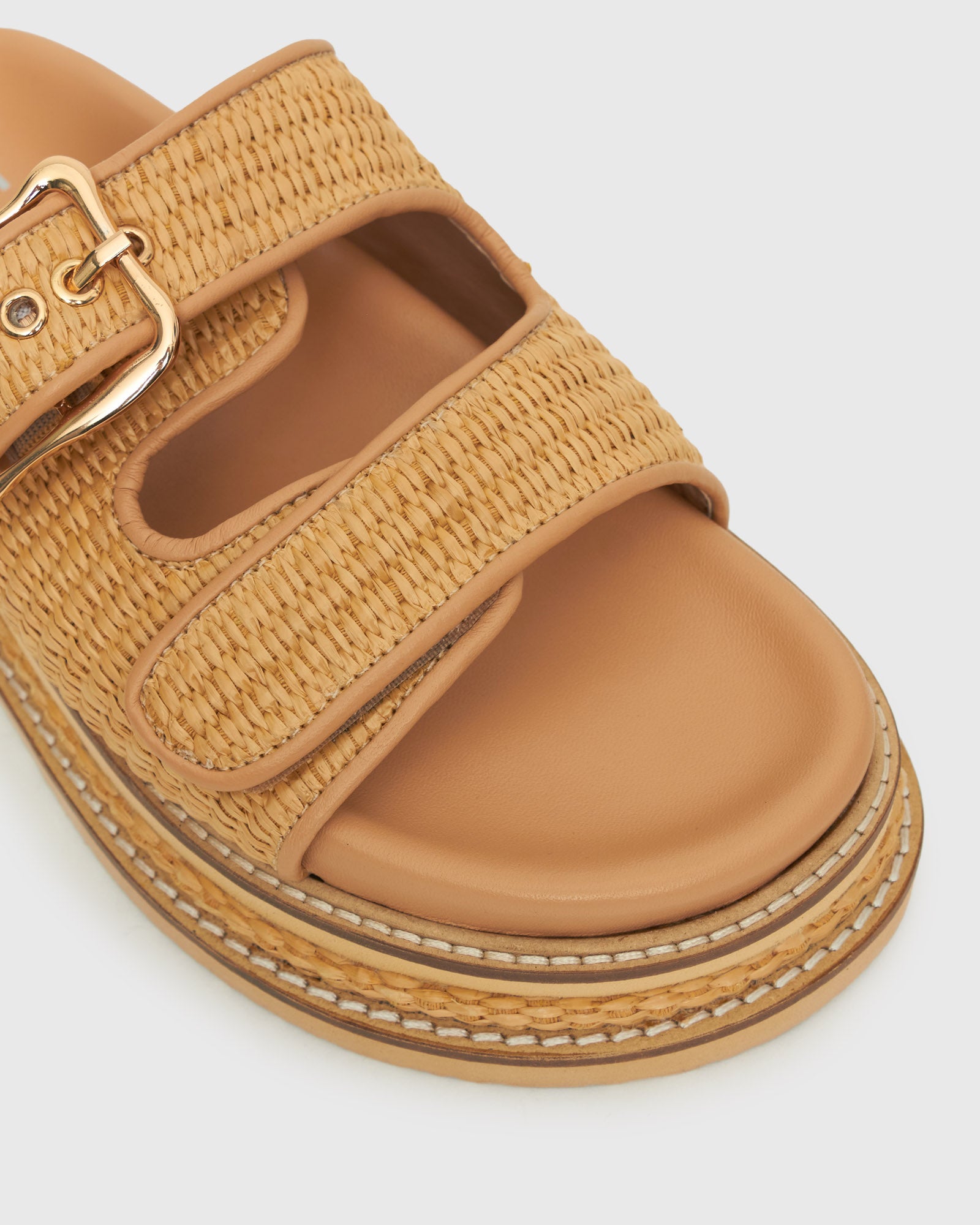 HAZE Leather Buckle Flatform Slides