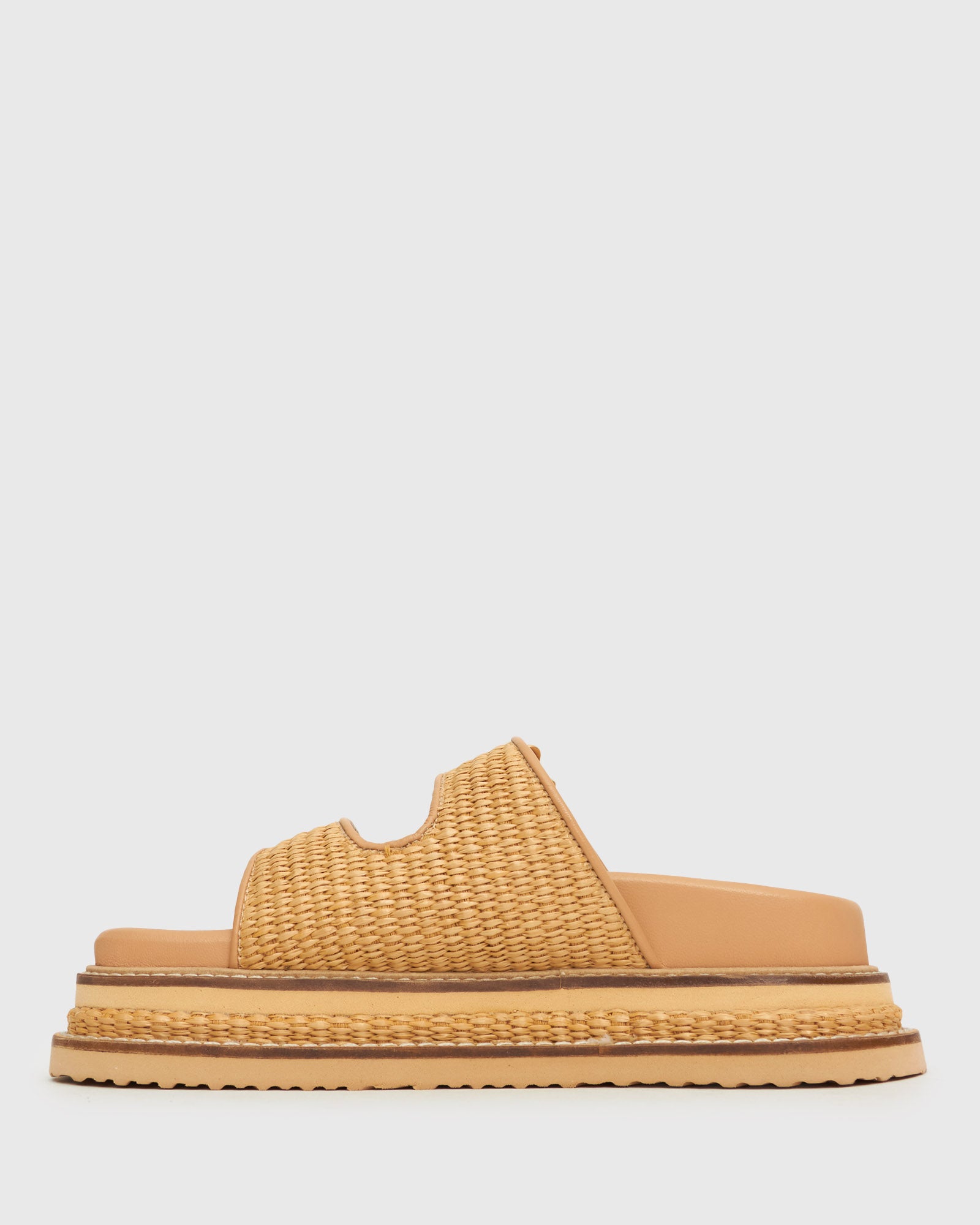 HAZE Leather Buckle Flatform Slides