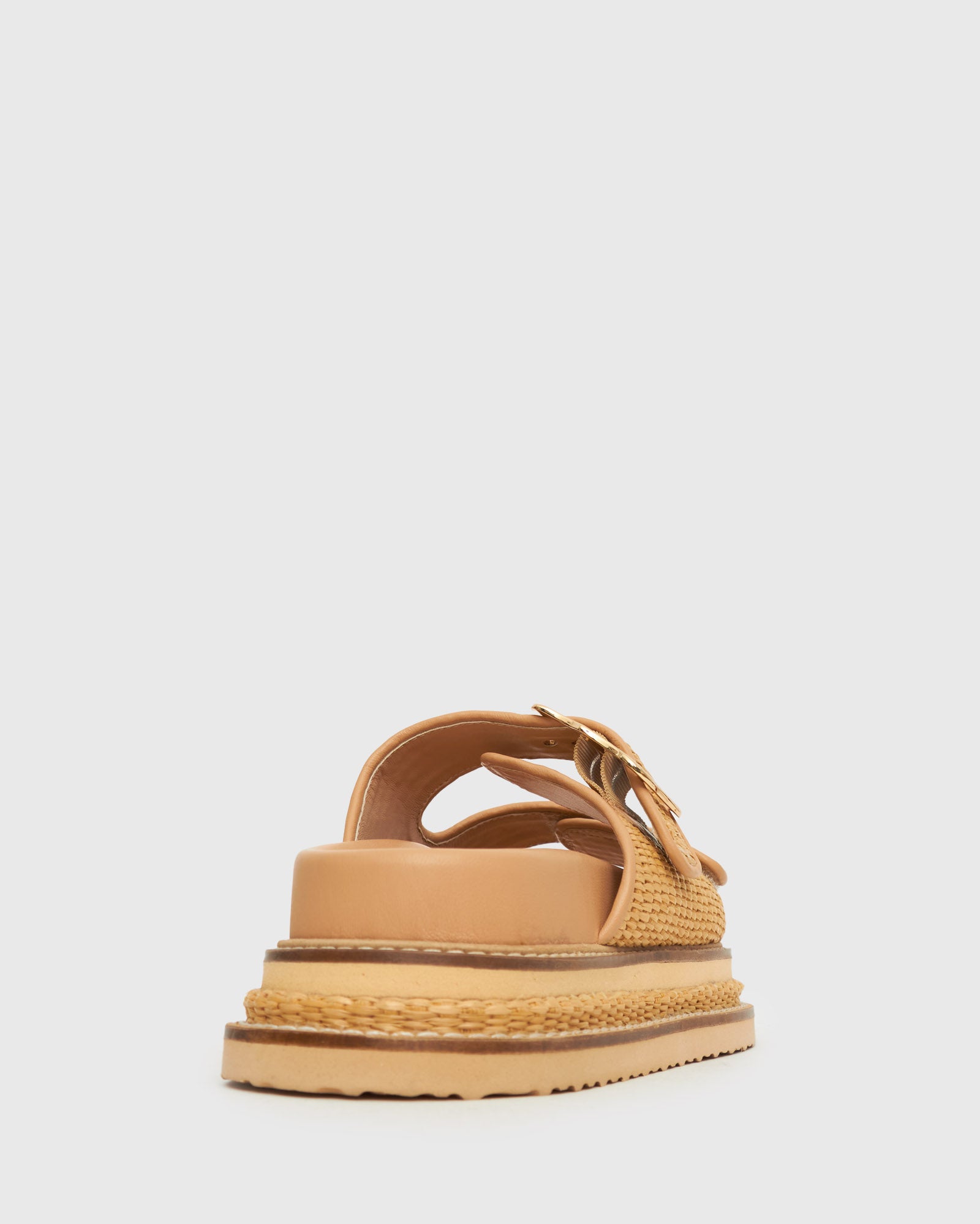 HAZE Leather Buckle Flatform Slides