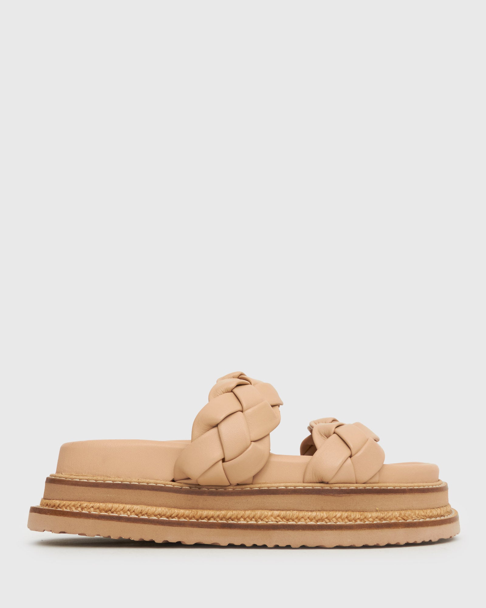 PRE-ORDER HEIDI Braided Leather Flatform Slides