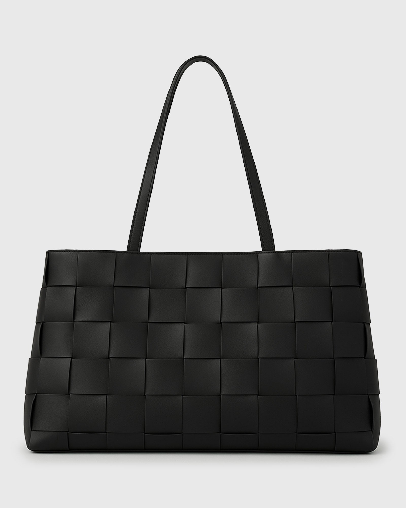 KENNIE Leather Woven Tote Handbag